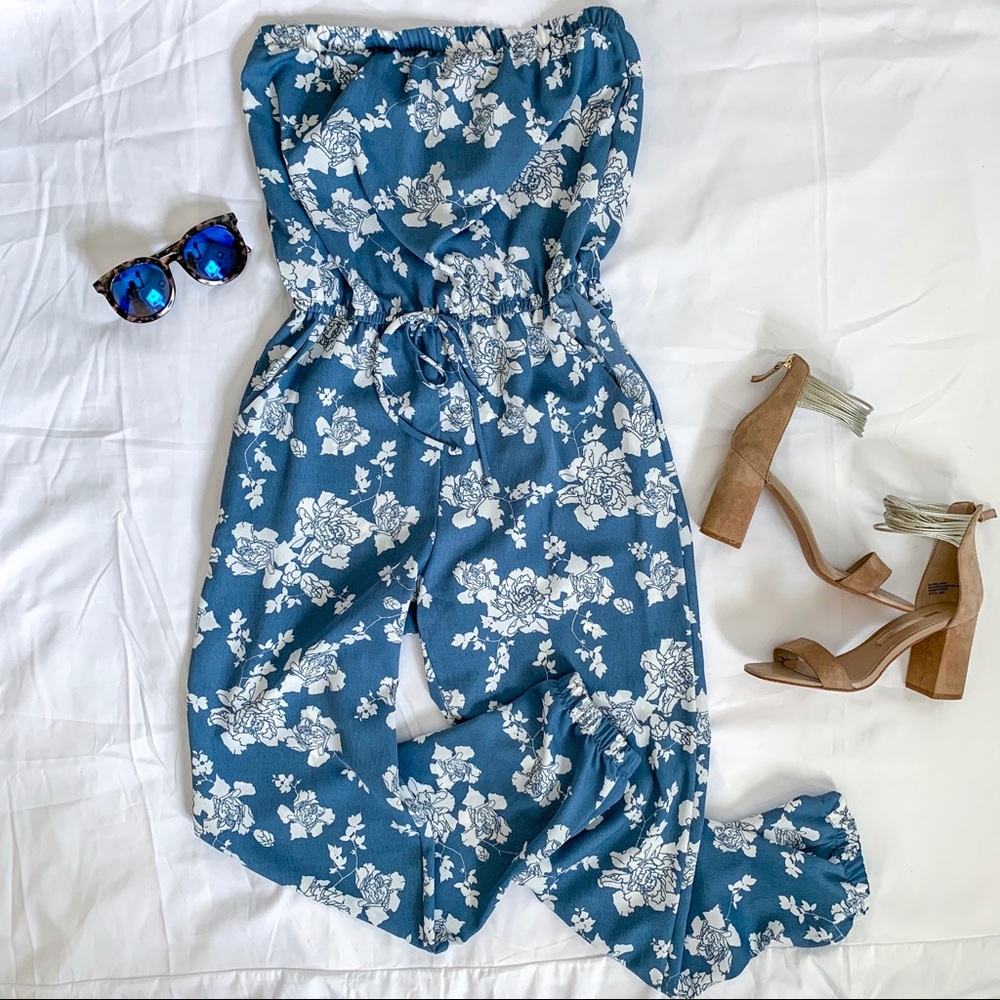 Strapless Floral Jumpsuit